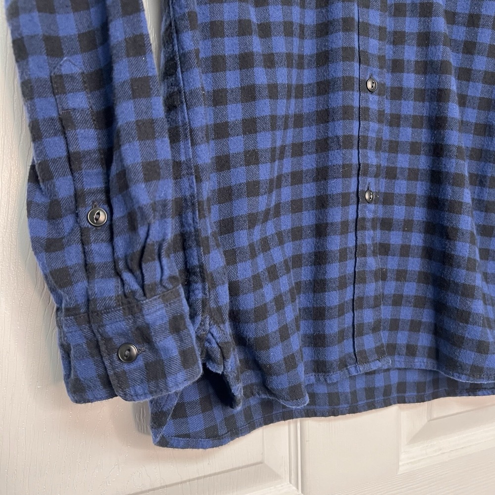 Madewell Shirt Womens Slim Medium Flannel Blue Black Gingham Cabincore Cabincore - Picture 2 of 10